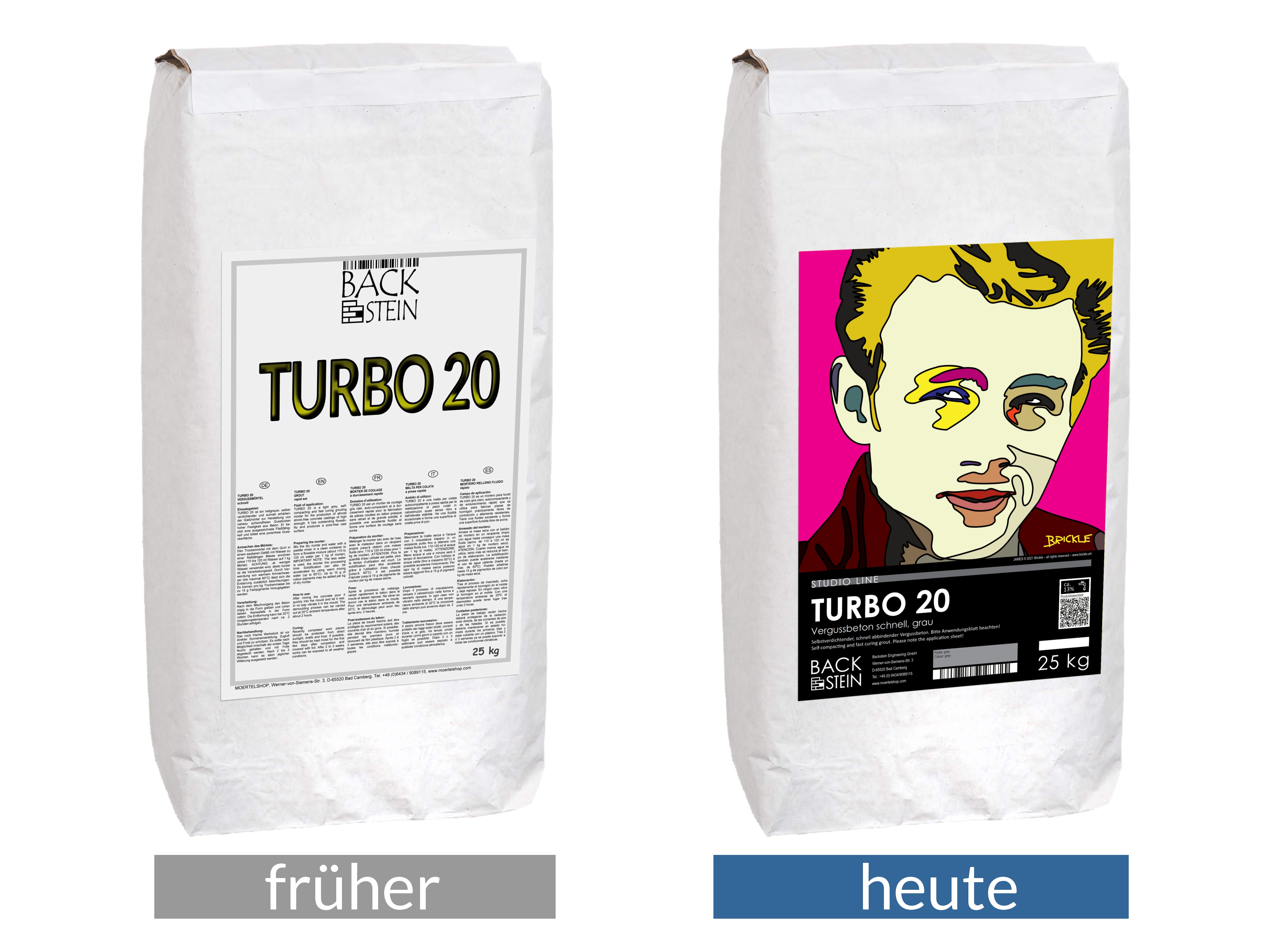 Vergleich Etiketten vorher nachher
