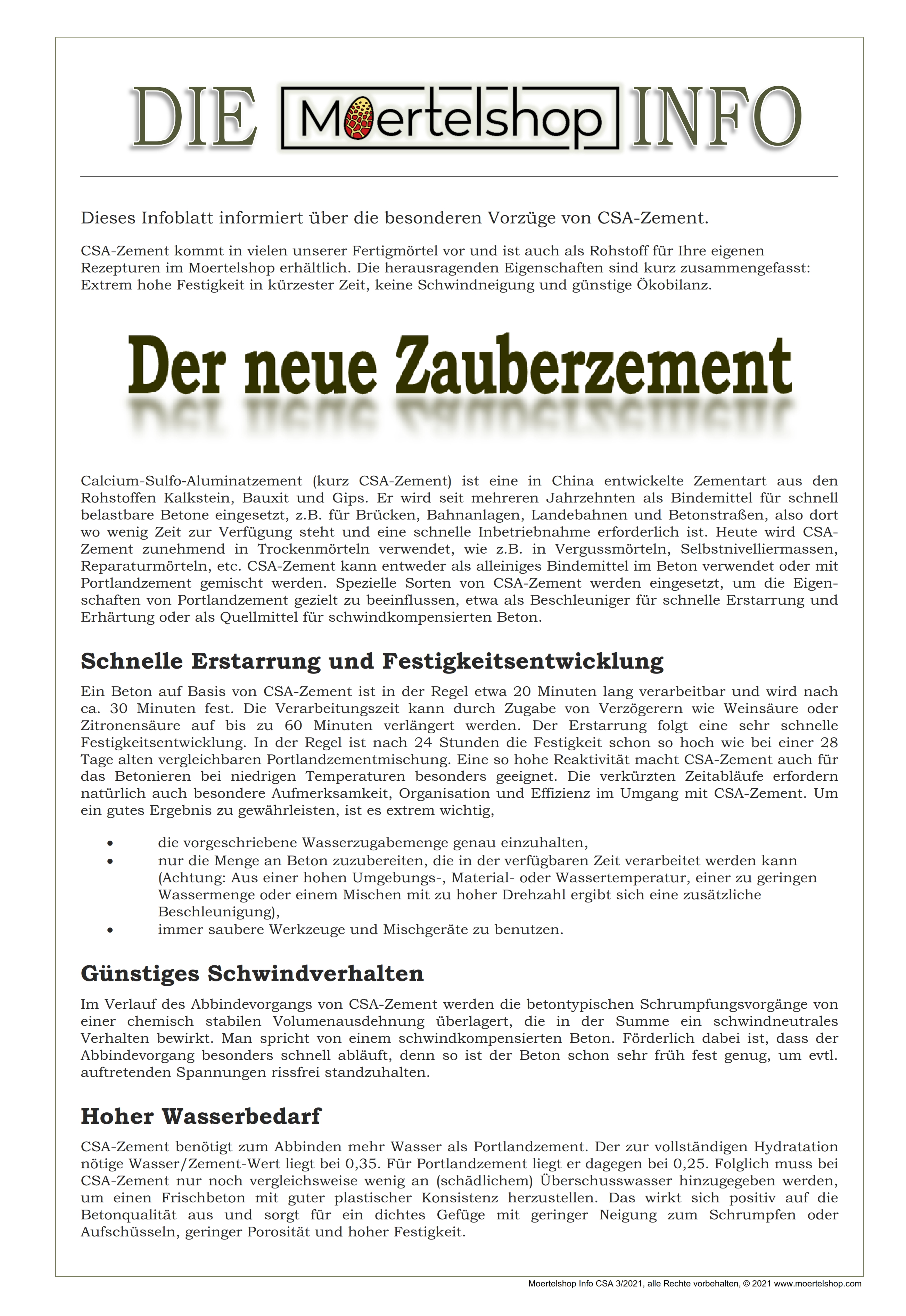 Artikel über CSA-Zement